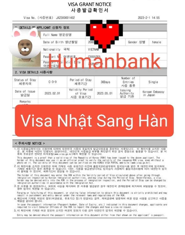 Visa du lịch từ Nhật sang Hàn
