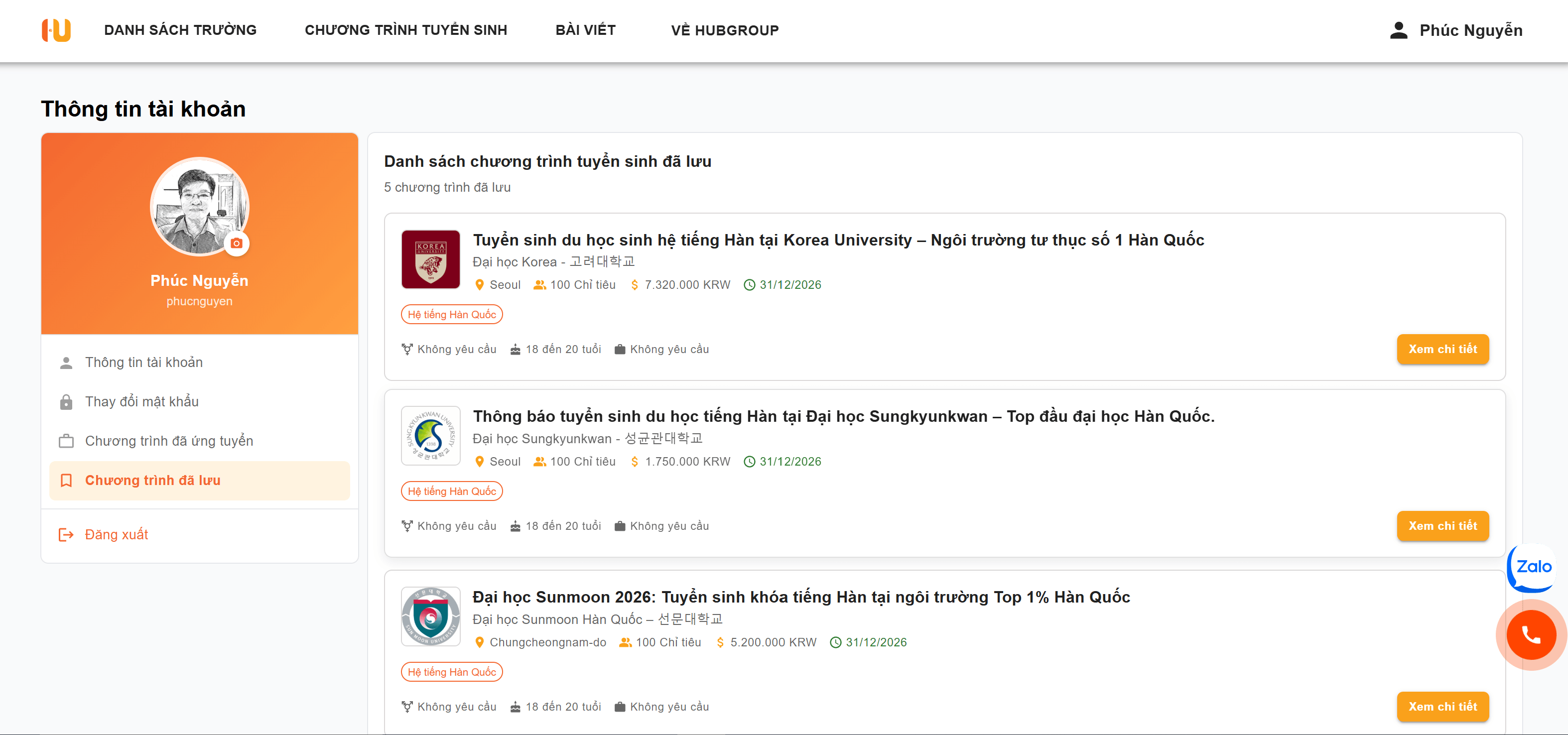 Chương trình du học Hàn Quốc đã lưu